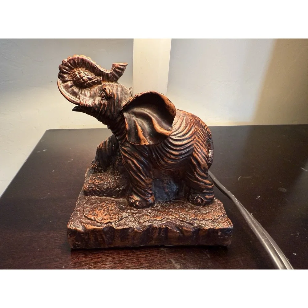 Vintage Elephant Table Lamp Operational ~10